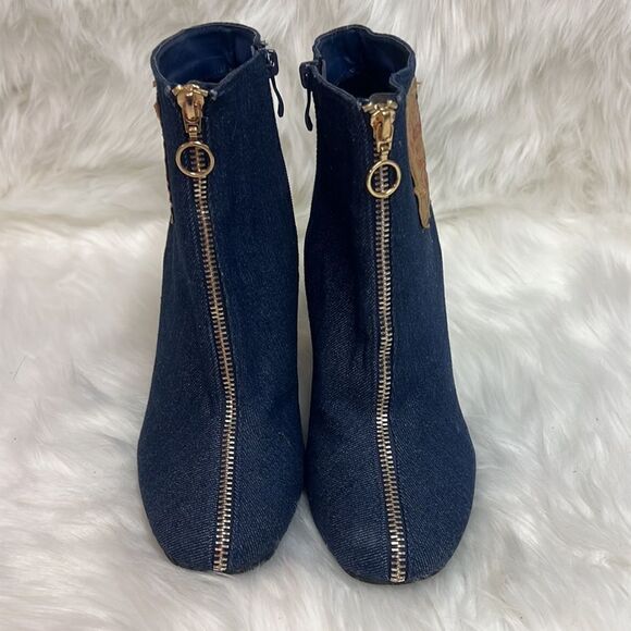 Repurposed LEVI Block Heel Denim Booties 8.5 BIN 16 - Picture 5 of 11
